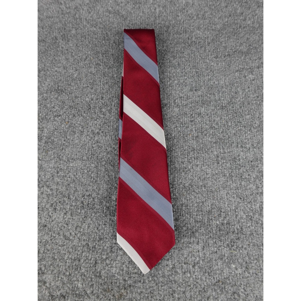 Wembley Red Gray White Striped Silk Blend Necktie‎